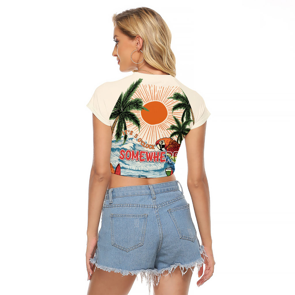 Summer Holiday It's 5 o'clock Somewhere Vintage Hawaii Raglan Cropped T Shirt LT7 - Polynesian Pride