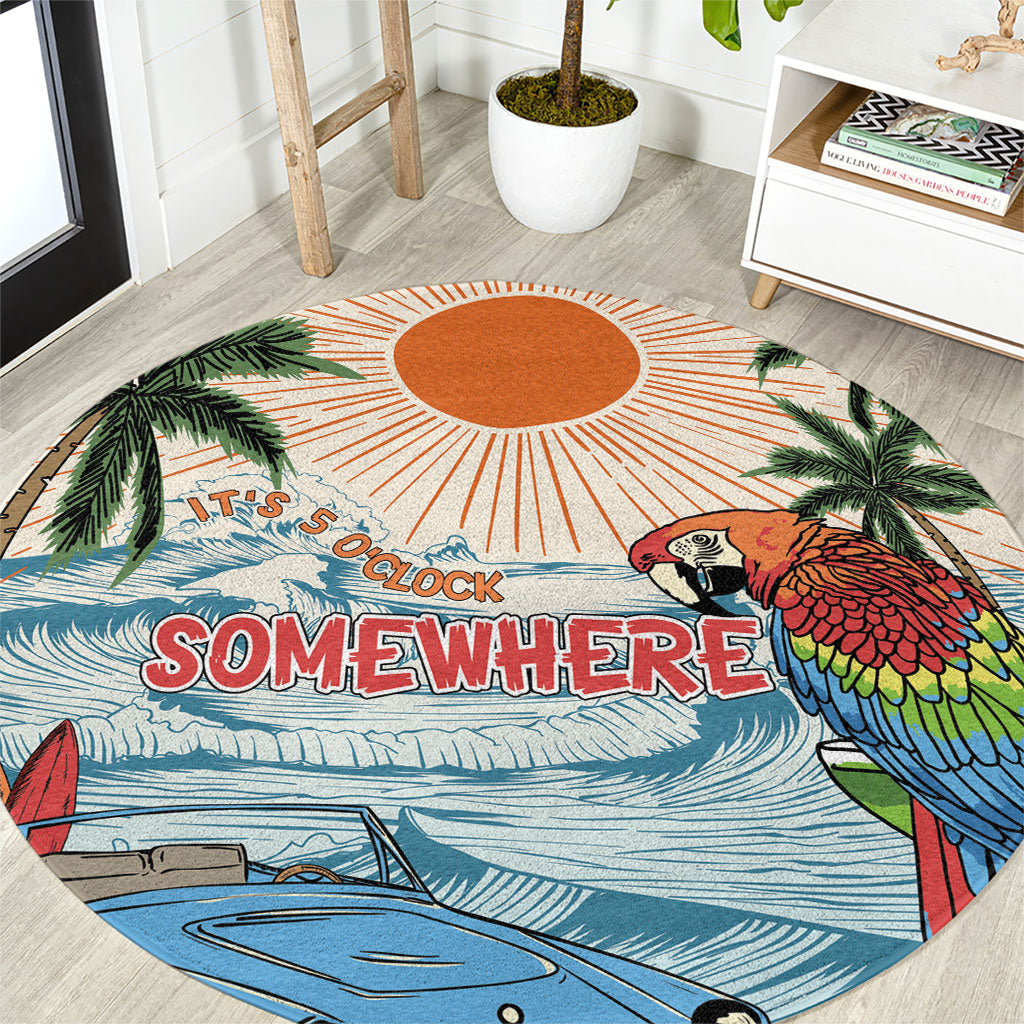 Summer Holiday It's 5 o'clock Somewhere Vintage Hawaii Round Carpet LT7 Colorful - Polynesian Pride