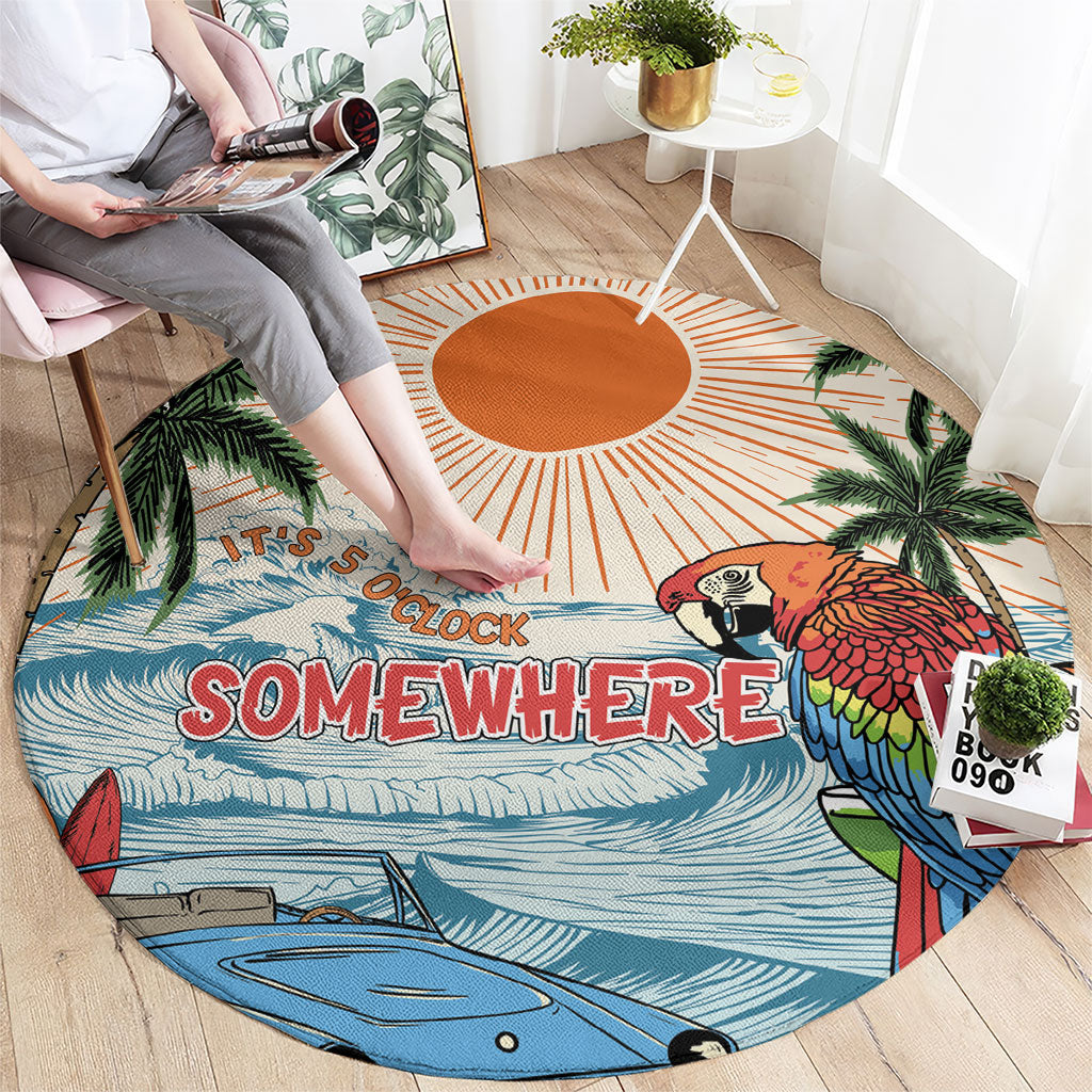 Summer Holiday It's 5 o'clock Somewhere Vintage Hawaii Round Carpet LT7 - Polynesian Pride