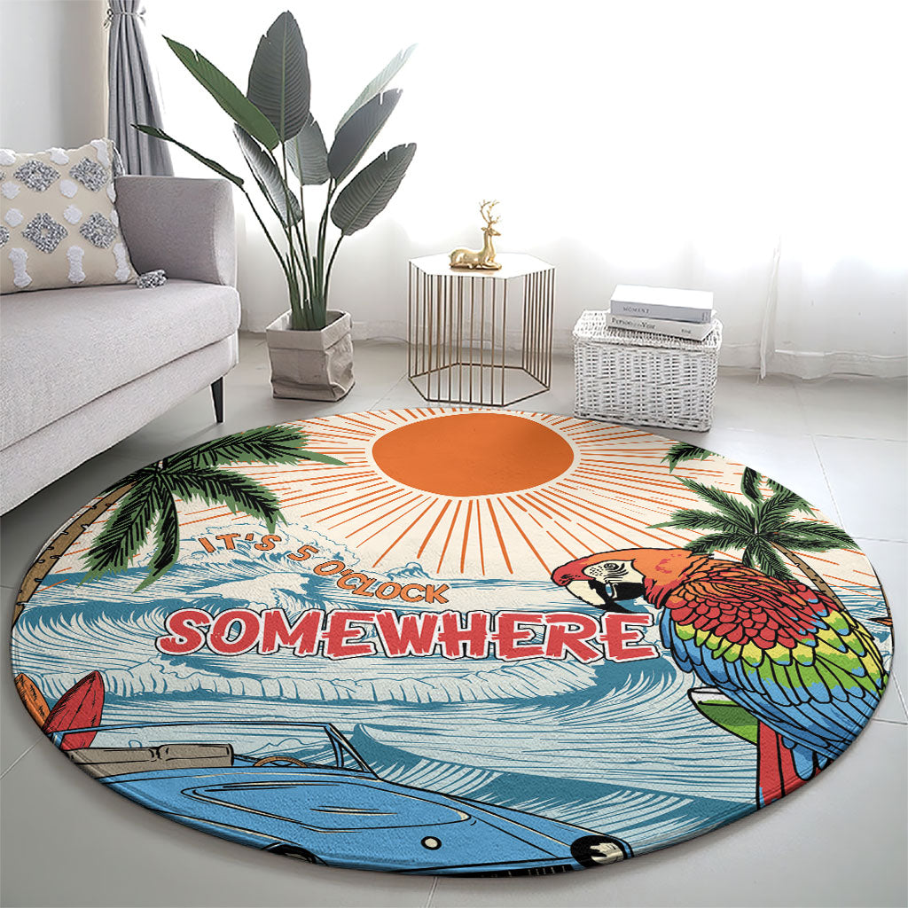 Summer Holiday It's 5 o'clock Somewhere Vintage Hawaii Round Carpet LT7 - Polynesian Pride