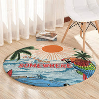 Summer Holiday It's 5 o'clock Somewhere Vintage Hawaii Round Carpet LT7 - Polynesian Pride