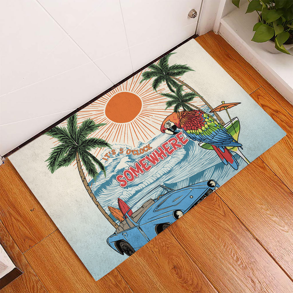 Summer Holiday It's 5 o'clock Somewhere Vintage Hawaii Rubber Doormat LT7 - Polynesian Pride
