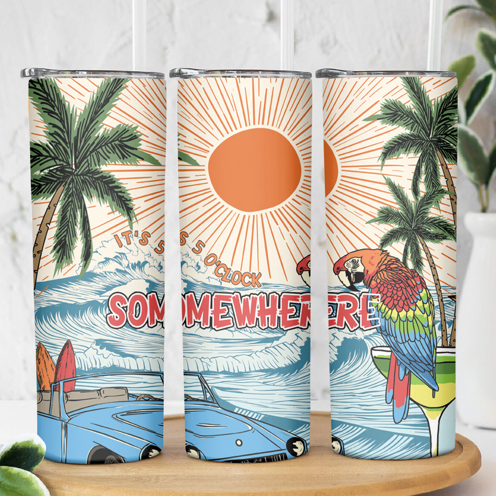 Summer Holiday It's 5 o'clock Somewhere Vintage Hawaii Skinny Tumbler LT7 - Polynesian Pride