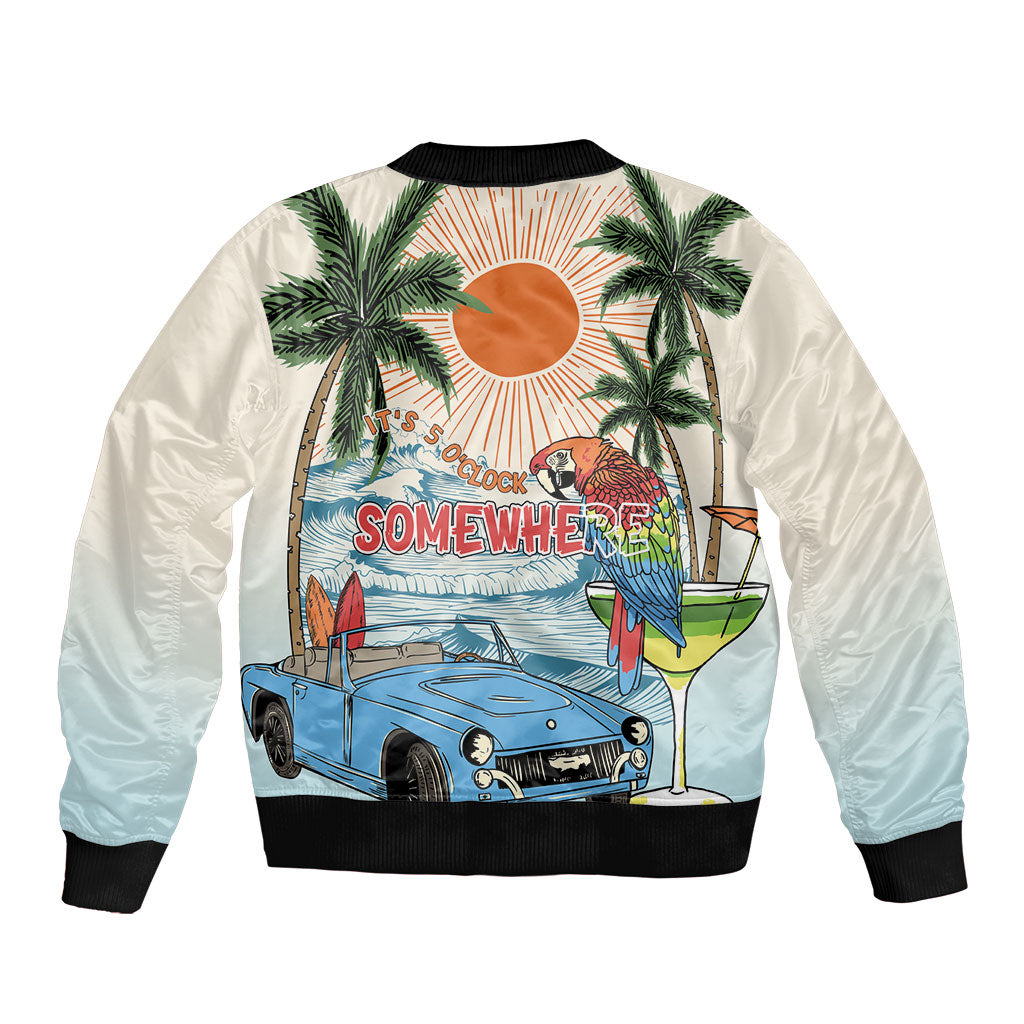 Summer Holiday It's 5 o'clock Somewhere Vintage Hawaii Sleeve Zip Bomber Jacket LT7 - Polynesian Pride