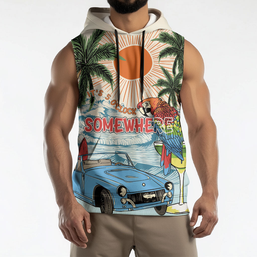 Summer Holiday It's 5 o'clock Somewhere Vintage Hawaii Sleeveless Hoodie LT7 - Polynesian Pride