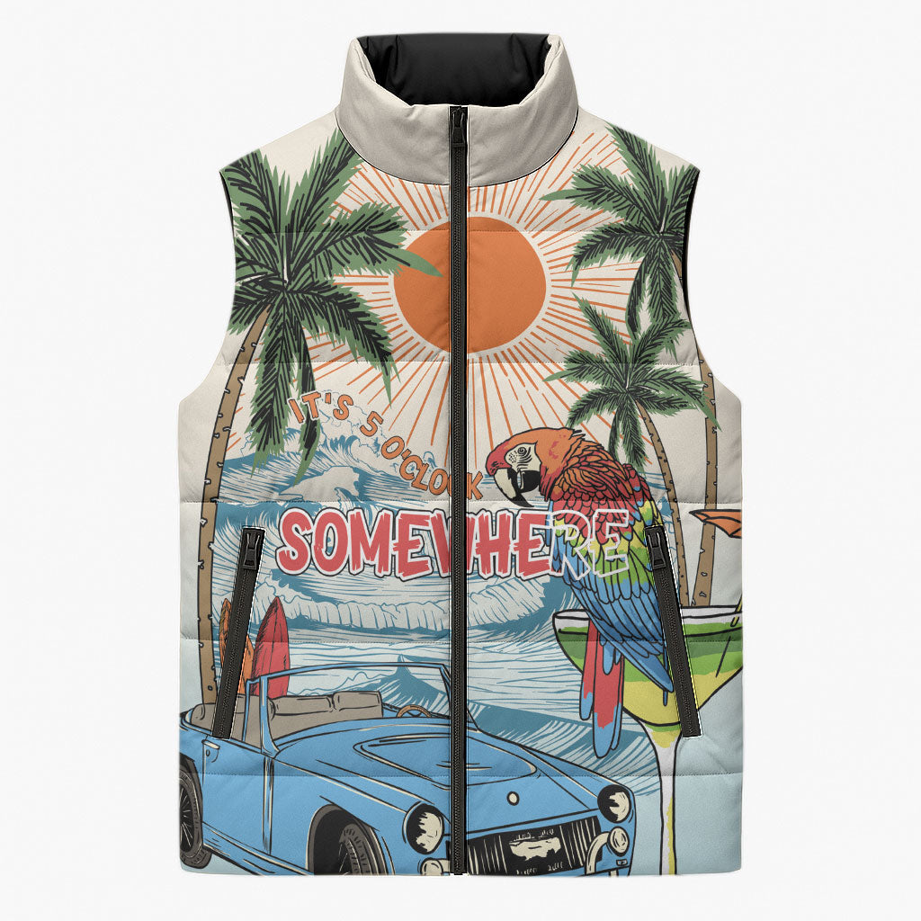 Summer Holiday It's 5 o'clock Somewhere Vintage Hawaii Sleeveless Puffer Jacket LT7 Unisex Colorful - Polynesian Pride