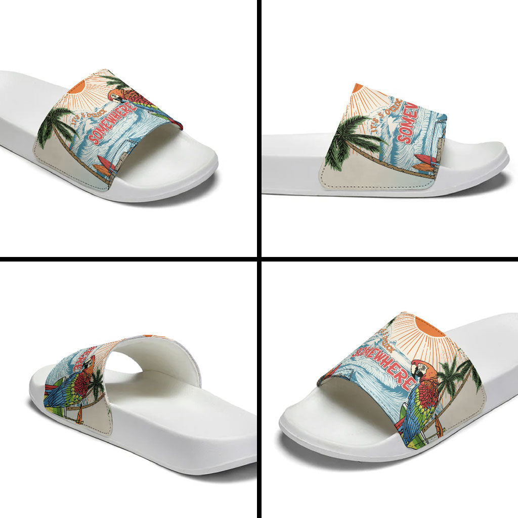 Summer Holiday It's 5 o'clock Somewhere Vintage Hawaii Slide Sandals LT7 - Polynesian Pride