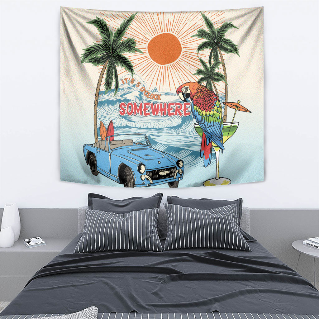 Summer Holiday It's 5 o'clock Somewhere Vintage Hawaii Tapestry LT7 - Polynesian Pride