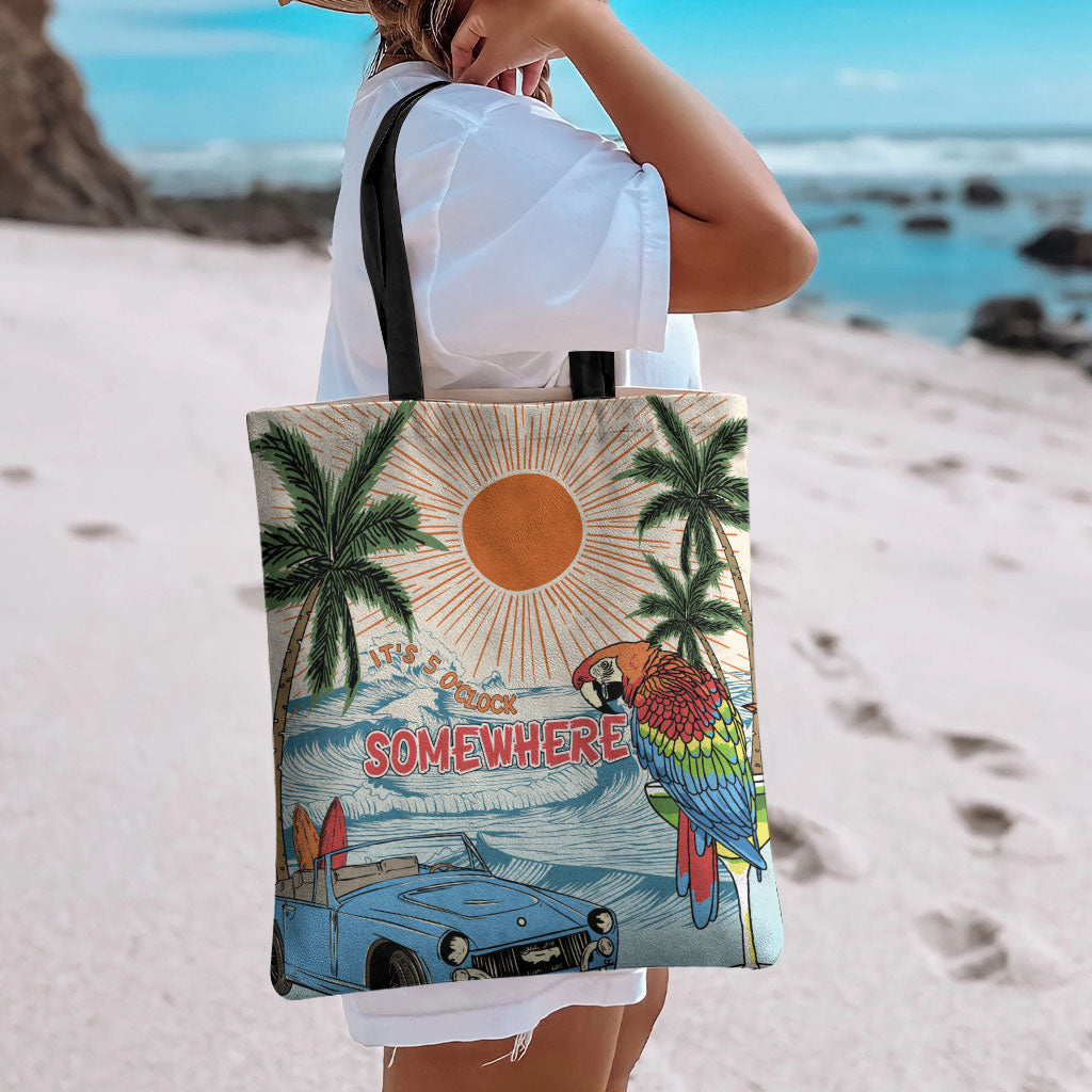 Summer Holiday It's 5 o'clock Somewhere Vintage Hawaii Tote Bag LT7 - Polynesian Pride