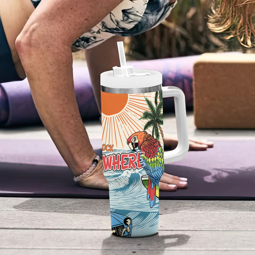 Summer Holiday It's 5 o'clock Somewhere Vintage Hawaii Tumbler With Handle LT7 - Polynesian Pride