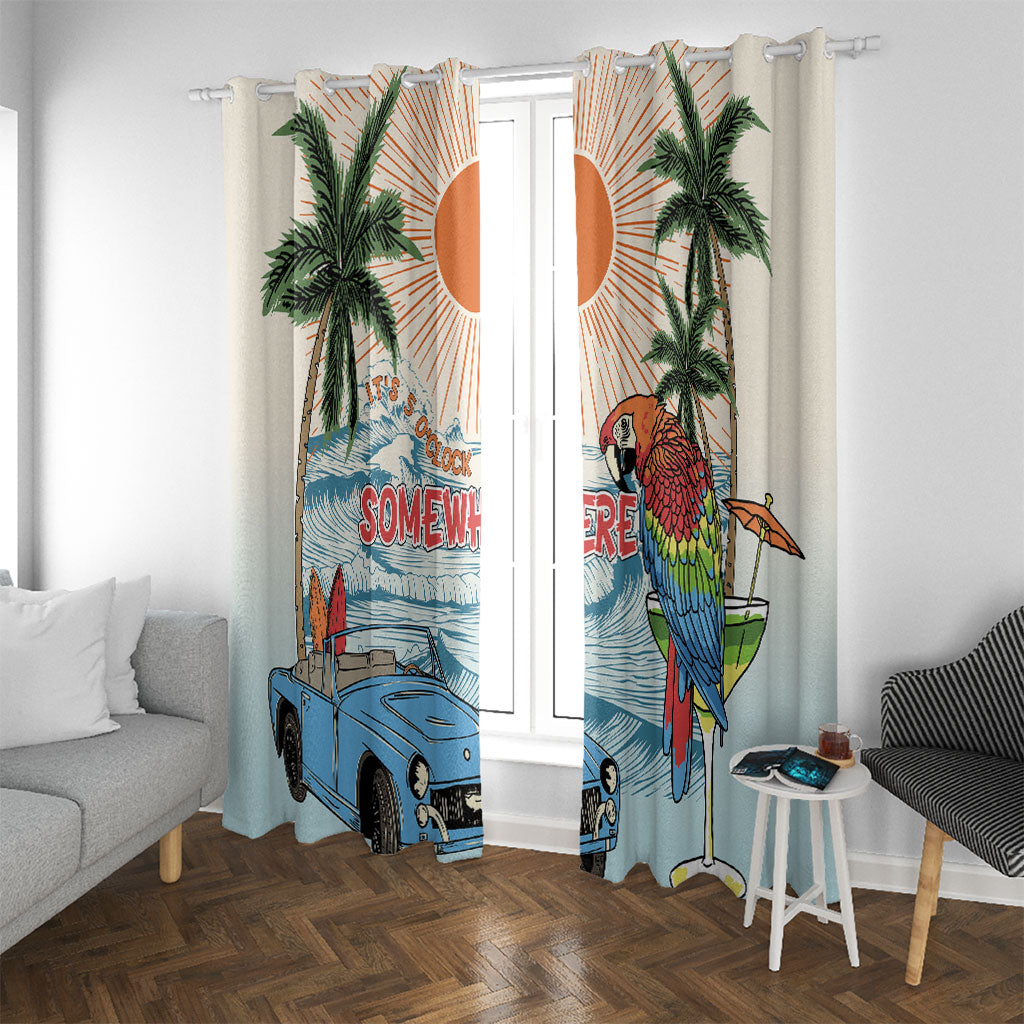 Summer Holiday It's 5 o'clock Somewhere Vintage Hawaii Window Curtain LT7 With Grommets Colorful - Polynesian Pride