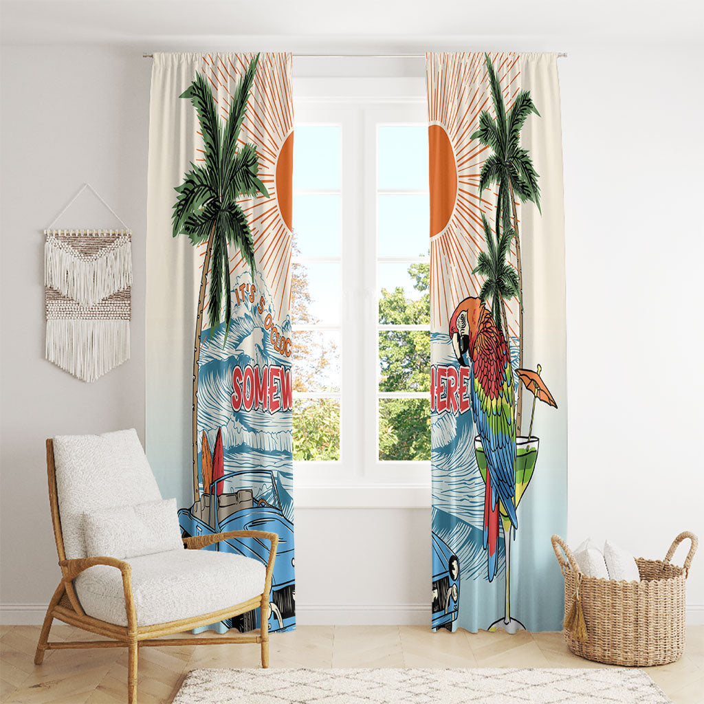 Summer Holiday It's 5 o'clock Somewhere Vintage Hawaii Window Curtain LT7 - Polynesian Pride
