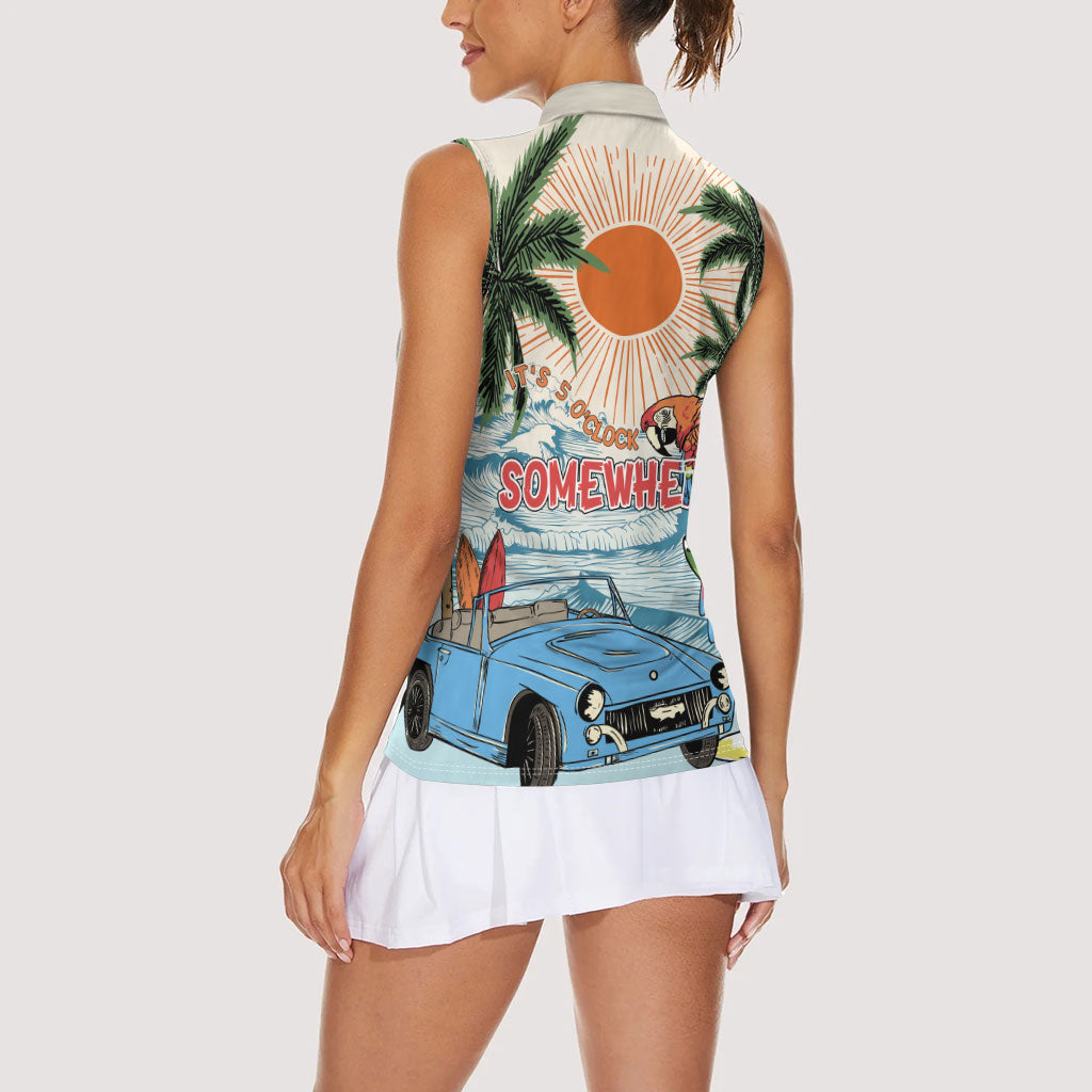 Summer Holiday It's 5 o'clock Somewhere Vintage Hawaii Women Sleeveless Polo Shirt LT7 - Polynesian Pride