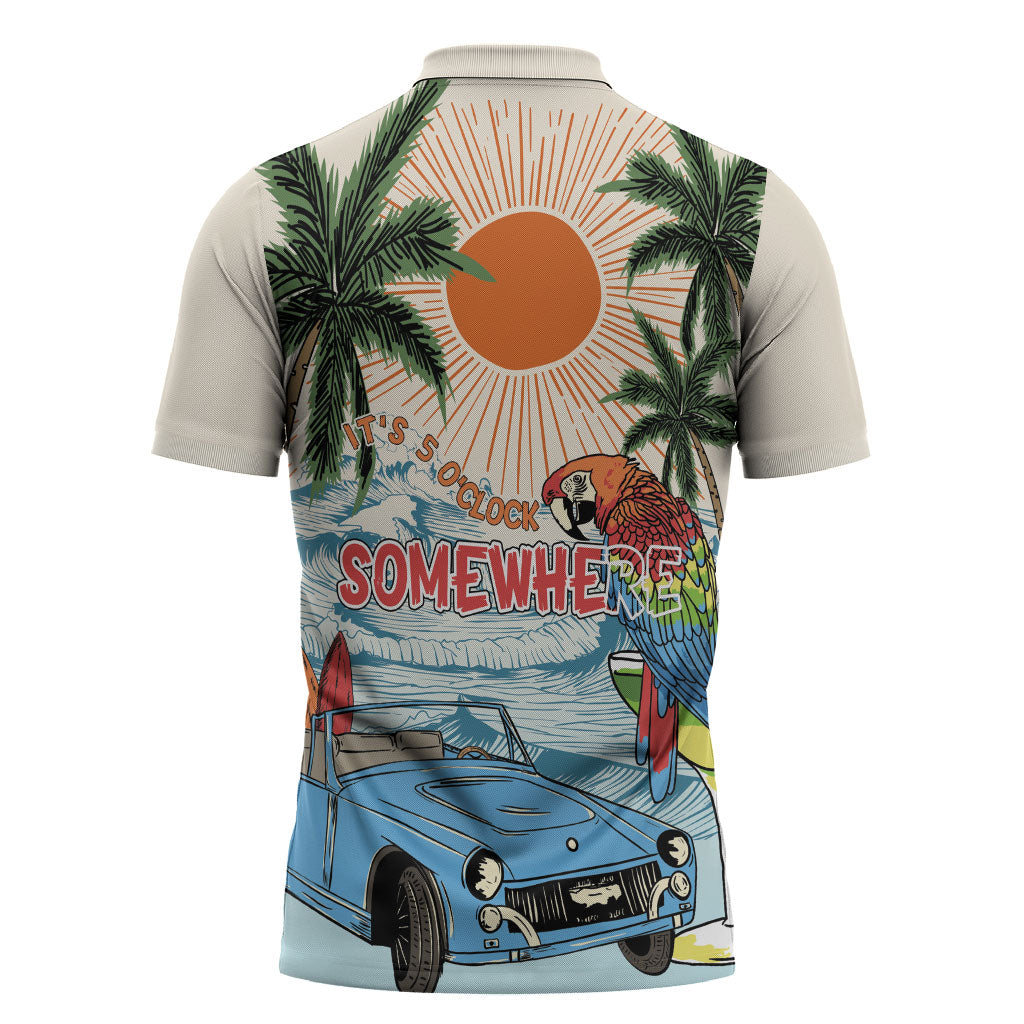 Summer Holiday It's 5 o'clock Somewhere Vintage Hawaii Zipper Polo Shirt LT7 - Polynesian Pride