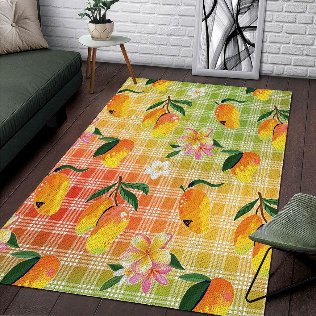 Aloha Hawaii Palaka Print Mango Plumeria Area Rug Tropical Vibes