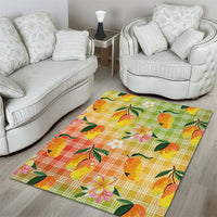 Aloha Hawaii Palaka Print Mango Plumeria Area Rug Tropical Vibes