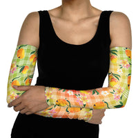 Aloha Hawaii Palaka Print Mango Plumeria Arm Sleeves Tropical Vibes