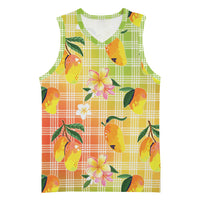 Aloha Hawaii Palaka Print Mango Plumeria Basketball Jersey Tropical Vibes