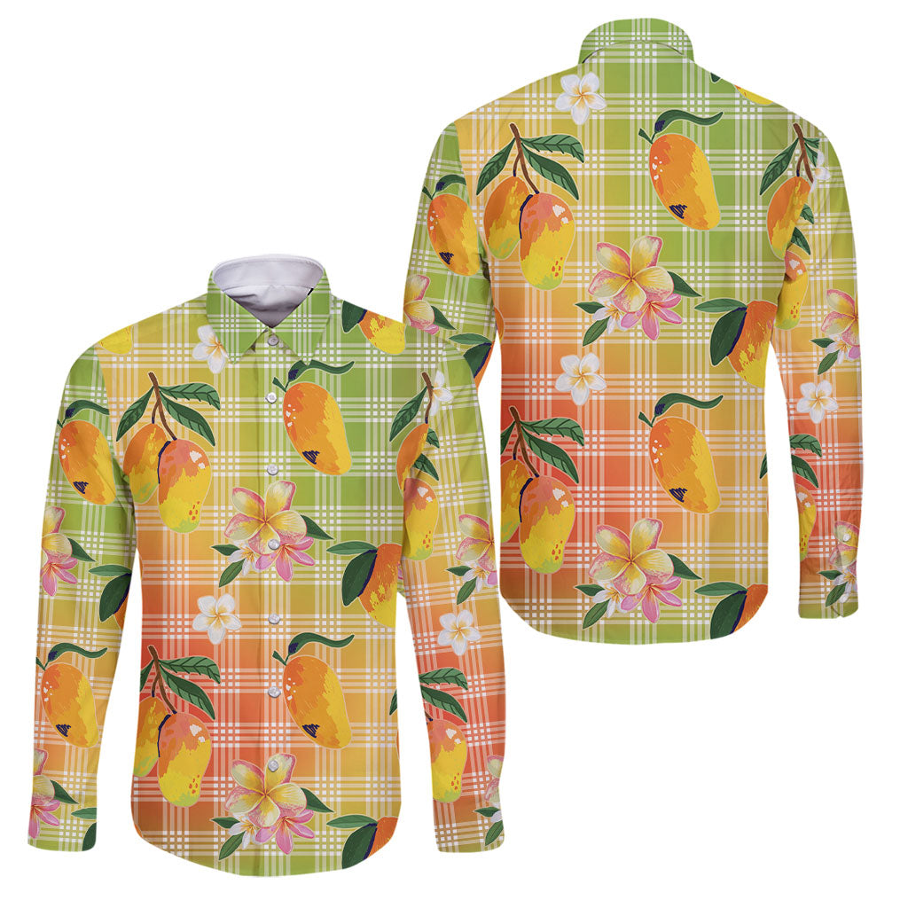 Aloha Hawaii Palaka Print Mango Plumeria Family Matching Mermaid Dress and Hawaiian Shirt Tropical Vibes