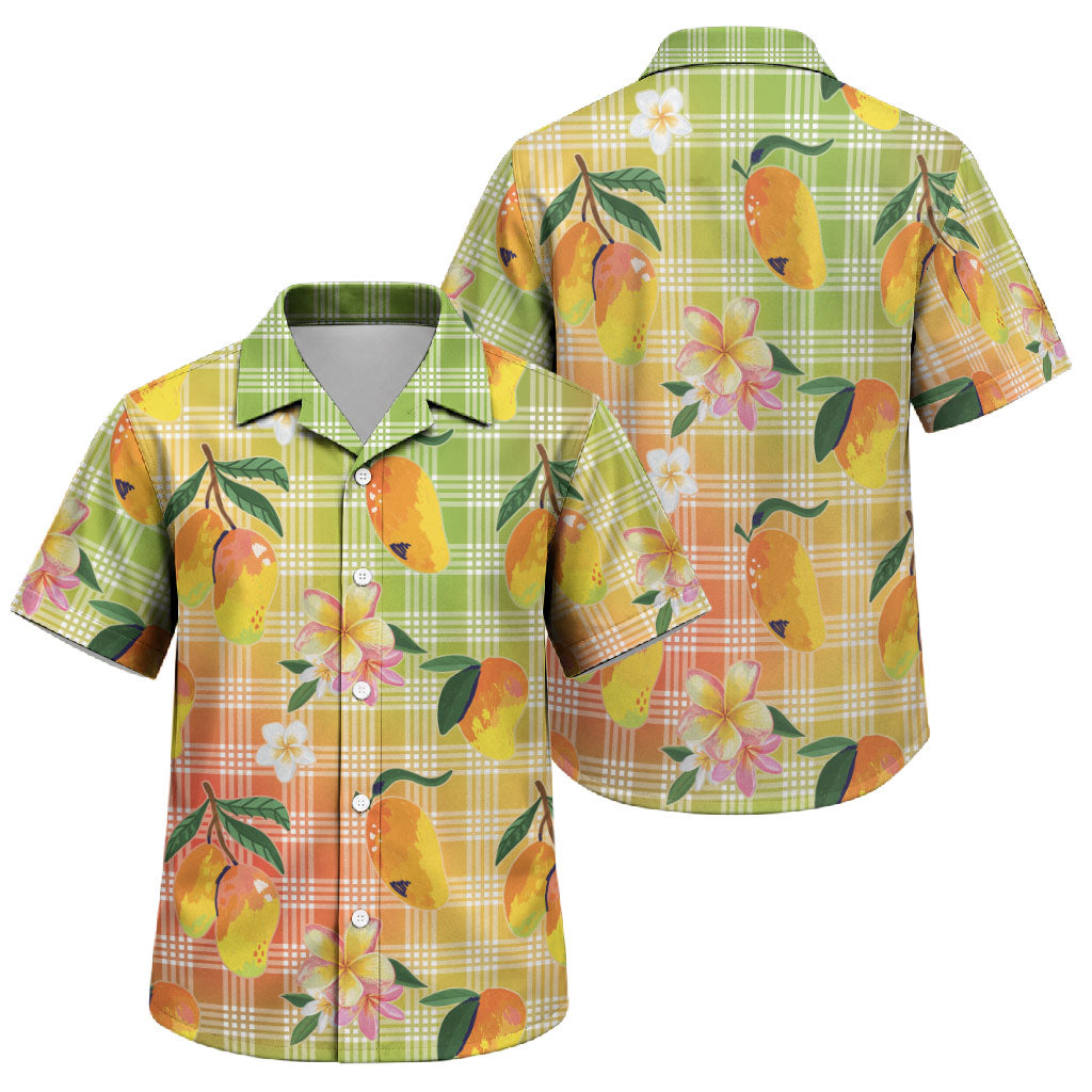 Aloha Hawaii Palaka Print Mango Plumeria Family Matching Summer Maxi Dress and Hawaiian Shirt Tropical Vibes