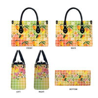 Aloha Hawaii Palaka Print Mango Plumeria Leather Bag Tropical Vibes