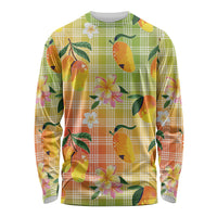 Aloha Hawaii Palaka Print Mango Plumeria Long Sleeve Shirt Tropical Vibes