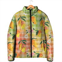 Aloha Hawaii Palaka Print Mango Plumeria Padded Jacket Tropical Vibes
