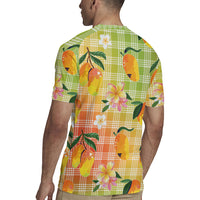 Aloha Hawaii Palaka Print Mango Plumeria Rugby Jersey Tropical Vibes