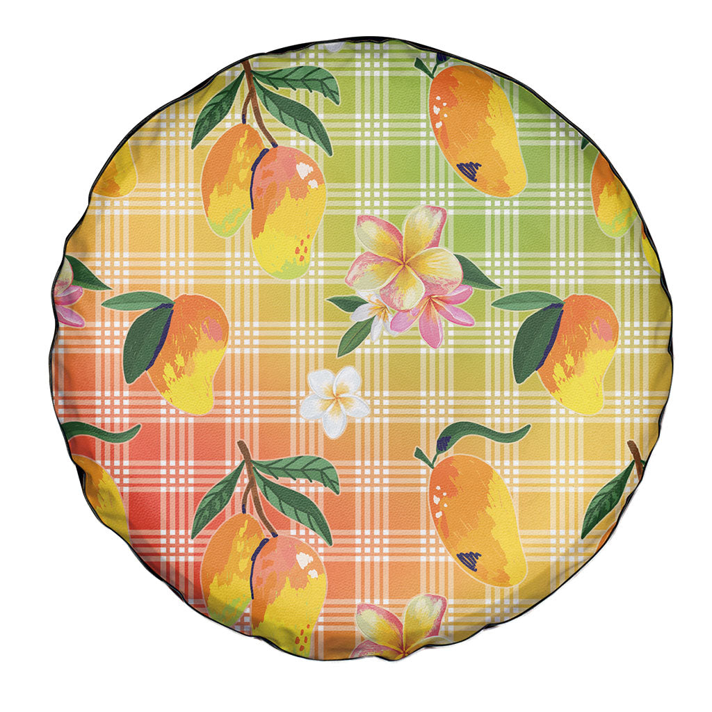 Aloha Hawaii Palaka Print Mango Plumeria Spare Tire Cover Tropical Vibes