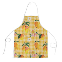 Aloha Hawaii Palaka Print Mango Plumeria Apron Fresh Lemon