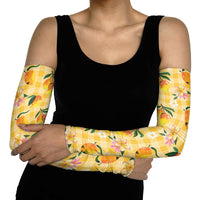 Aloha Hawaii Palaka Print Mango Plumeria Arm Sleeves Fresh Lemon