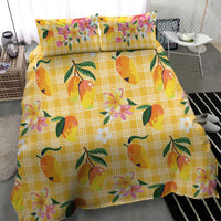 Aloha Hawaii Palaka Print Mango Plumeria Bedding Set Fresh Lemon