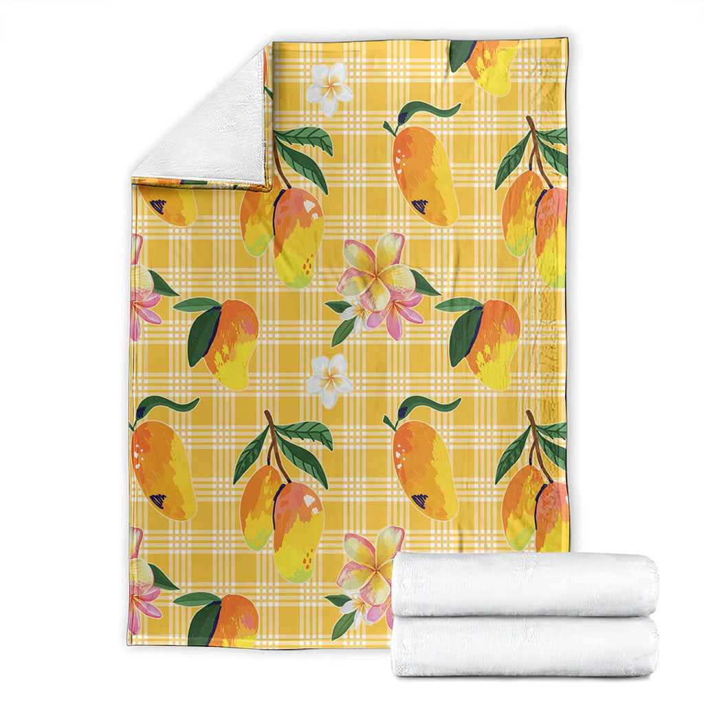 Aloha Hawaii Palaka Print Mango Plumeria Blanket Fresh Lemon