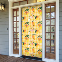 Aloha Hawaii Palaka Print Mango Plumeria Door Cover Fresh Lemon