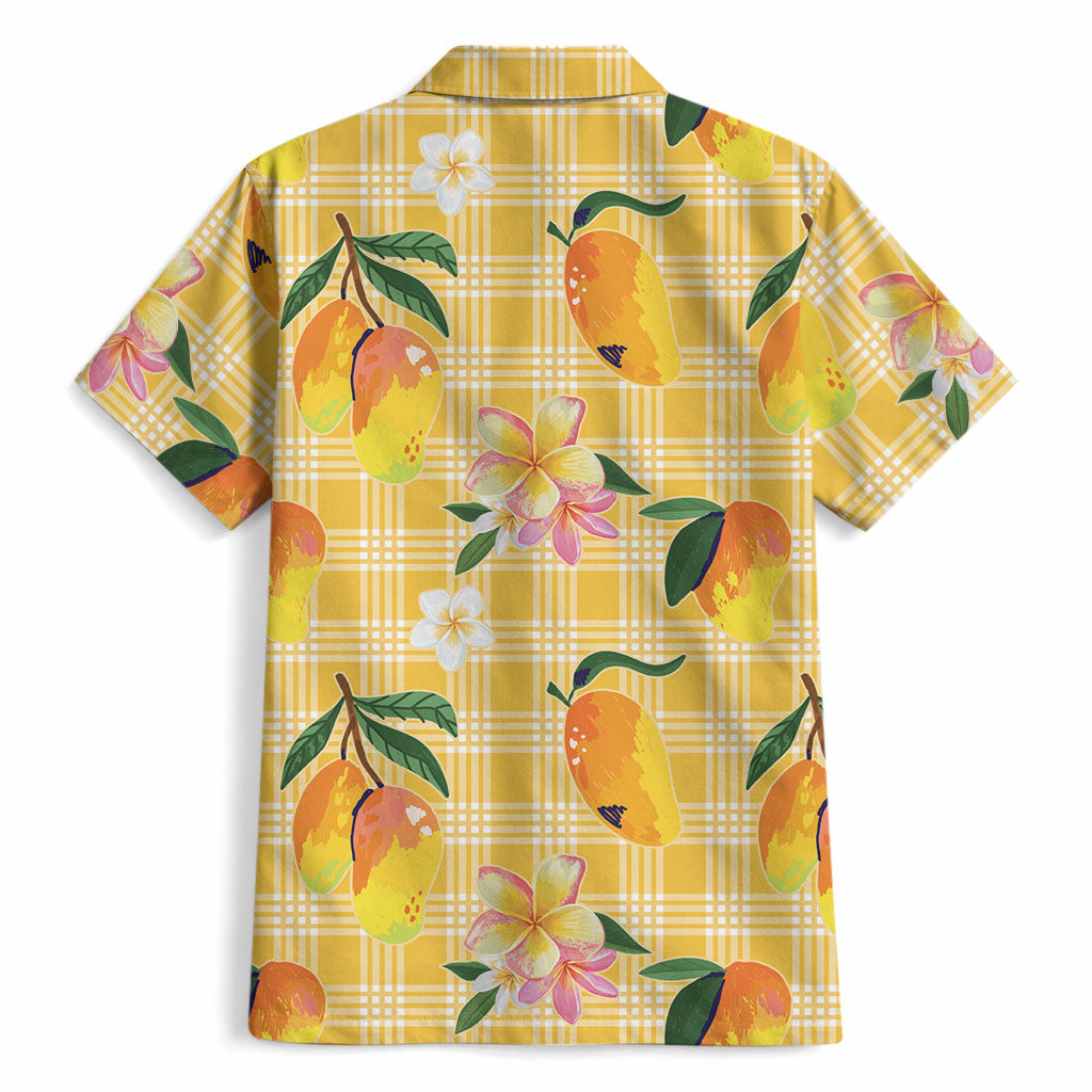 Aloha Hawaii Palaka Print Mango Plumeria Hawaiian Shirt Fresh Lemon