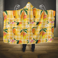 Aloha Hawaii Palaka Print Mango Plumeria Hooded Blanket Fresh Lemon
