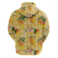 Aloha Hawaii Palaka Print Mango Plumeria Hoodie Fresh Lemon