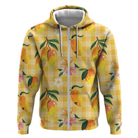 Aloha Hawaii Palaka Print Mango Plumeria Hoodie Fresh Lemon