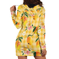 Aloha Hawaii Palaka Print Mango Plumeria Hoodie Dress Fresh Lemon