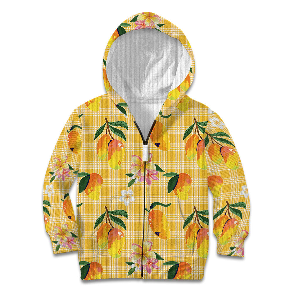 Aloha Hawaii Palaka Print Mango Plumeria Kid Hoodie Fresh Lemon