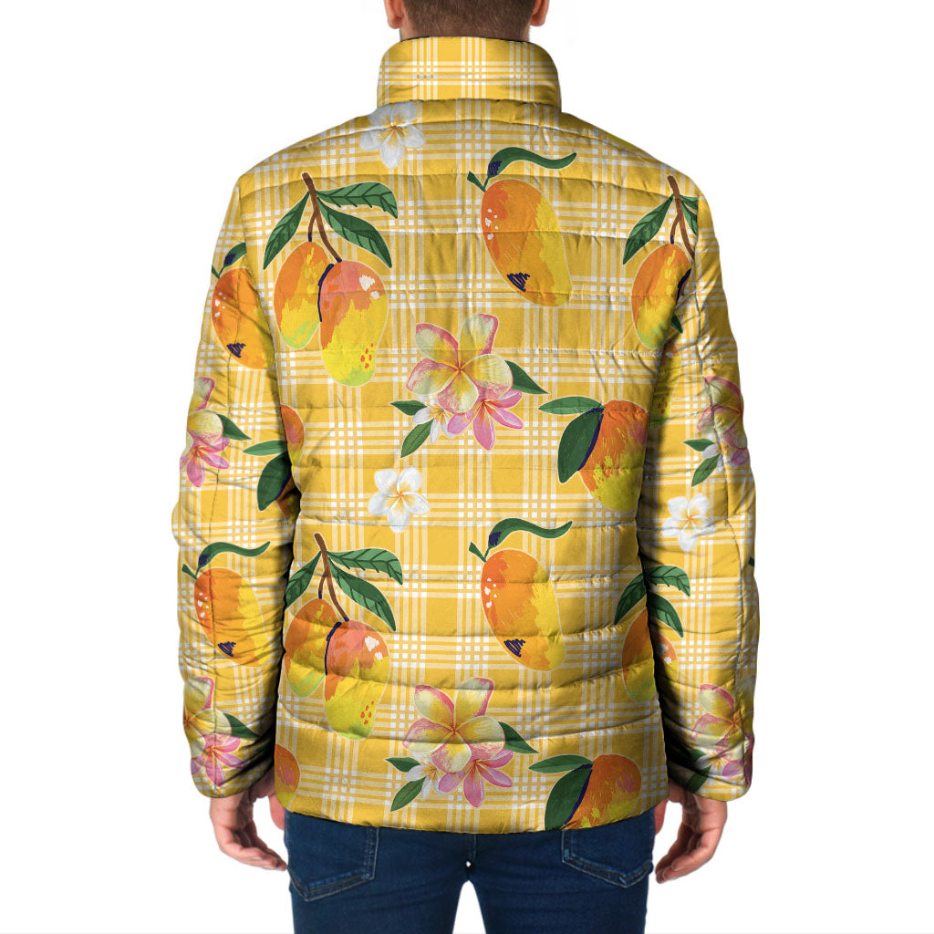 Aloha Hawaii Palaka Print Mango Plumeria Padded Jacket Fresh Lemon