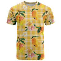 Aloha Hawaii Palaka Print Mango Plumeria T Shirt Fresh Lemon