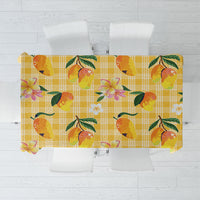 Aloha Hawaii Palaka Print Mango Plumeria Tablecloth Fresh Lemon