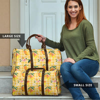 Aloha Hawaii Palaka Print Mango Plumeria Travel Bag Fresh Lemon