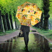 Aloha Hawaii Palaka Print Mango Plumeria Umbrella Fresh Lemon
