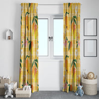 Aloha Hawaii Palaka Print Mango Plumeria Window Curtain Fresh Lemon