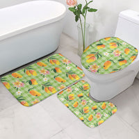 Aloha Hawaii Palaka Print Mango Plumeria Bathroom Set Cool Mint