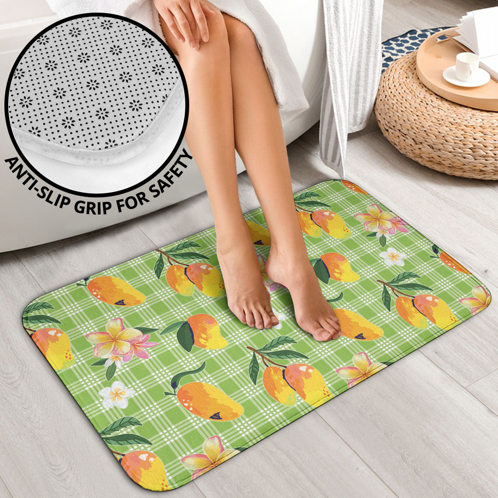 Aloha Hawaii Palaka Print Mango Plumeria Bathroom Set Cool Mint