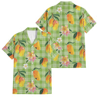 Aloha Hawaii Palaka Print Mango Plumeria Family Matching Mermaid Dress and Hawaiian Shirt Cool Mint