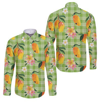 Aloha Hawaii Palaka Print Mango Plumeria Family Matching Tank Maxi Dress and Hawaiian Shirt Cool Mint